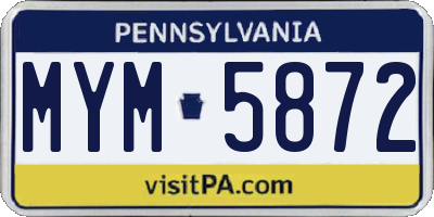 PA license plate MYM5872