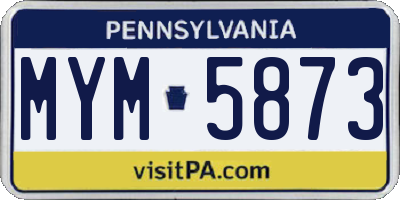 PA license plate MYM5873