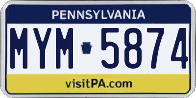 PA license plate MYM5874