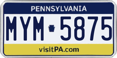 PA license plate MYM5875
