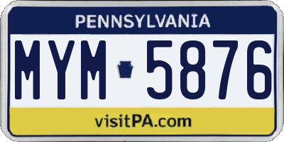 PA license plate MYM5876