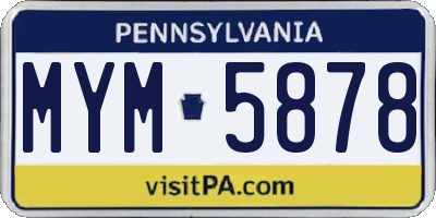 PA license plate MYM5878