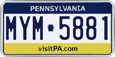 PA license plate MYM5881