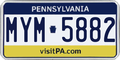 PA license plate MYM5882