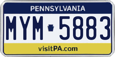 PA license plate MYM5883