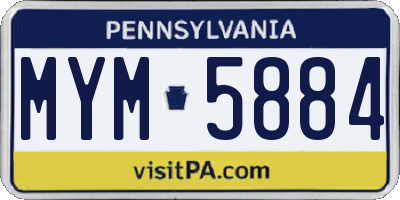 PA license plate MYM5884