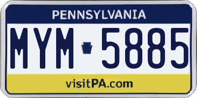 PA license plate MYM5885