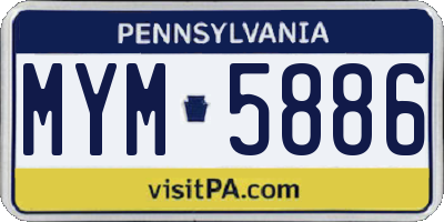 PA license plate MYM5886