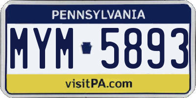 PA license plate MYM5893