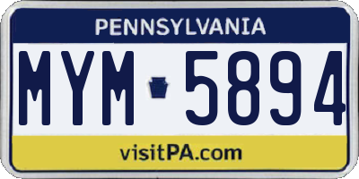 PA license plate MYM5894