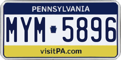 PA license plate MYM5896
