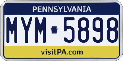 PA license plate MYM5898