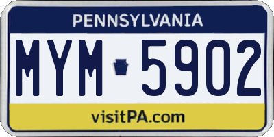 PA license plate MYM5902