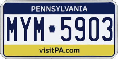 PA license plate MYM5903