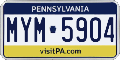PA license plate MYM5904