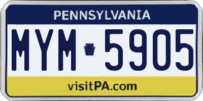PA license plate MYM5905