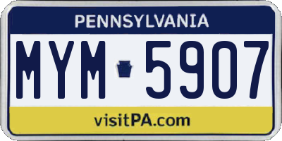 PA license plate MYM5907