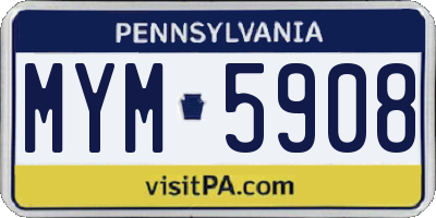 PA license plate MYM5908
