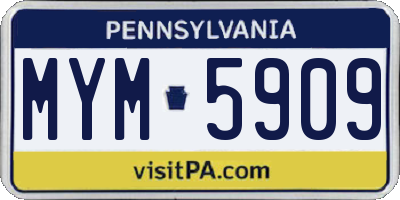 PA license plate MYM5909