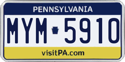 PA license plate MYM5910