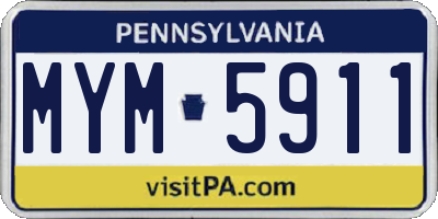 PA license plate MYM5911