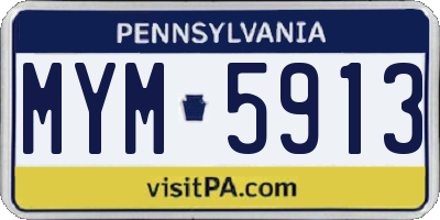PA license plate MYM5913