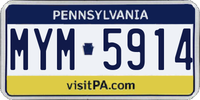 PA license plate MYM5914
