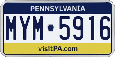 PA license plate MYM5916