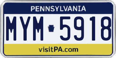 PA license plate MYM5918