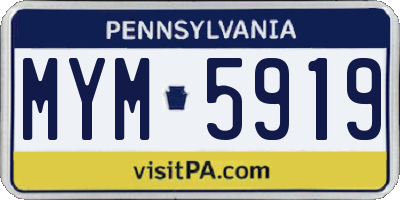 PA license plate MYM5919