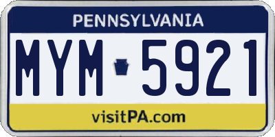 PA license plate MYM5921