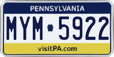 PA license plate MYM5922