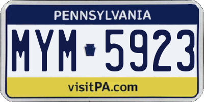 PA license plate MYM5923