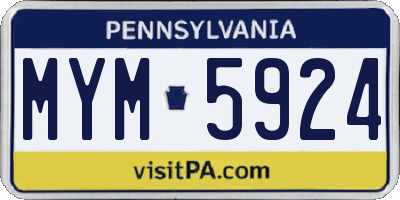 PA license plate MYM5924