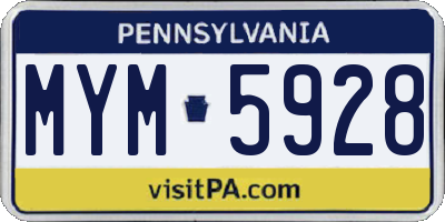 PA license plate MYM5928