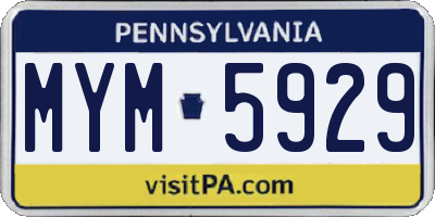 PA license plate MYM5929