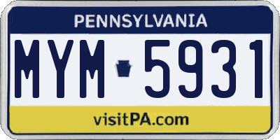 PA license plate MYM5931