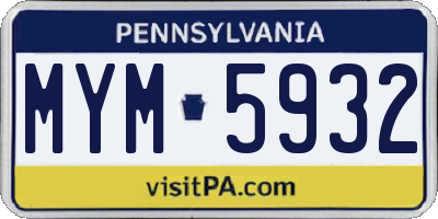 PA license plate MYM5932
