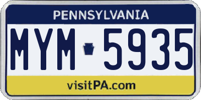 PA license plate MYM5935