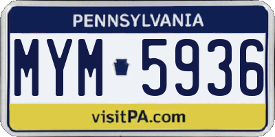 PA license plate MYM5936