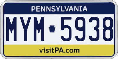 PA license plate MYM5938