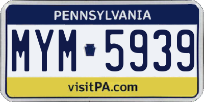 PA license plate MYM5939