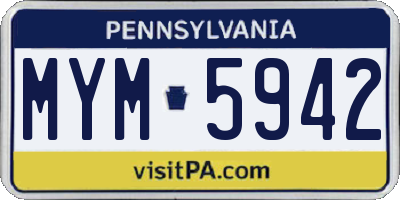 PA license plate MYM5942