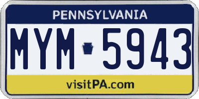 PA license plate MYM5943