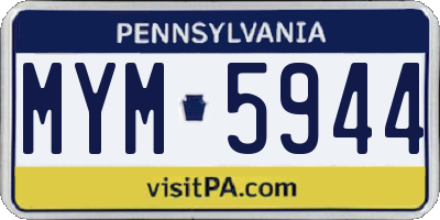 PA license plate MYM5944