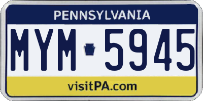 PA license plate MYM5945