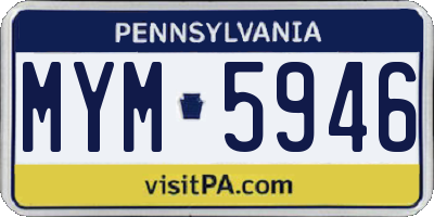 PA license plate MYM5946