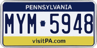 PA license plate MYM5948