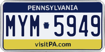 PA license plate MYM5949