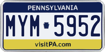 PA license plate MYM5952
